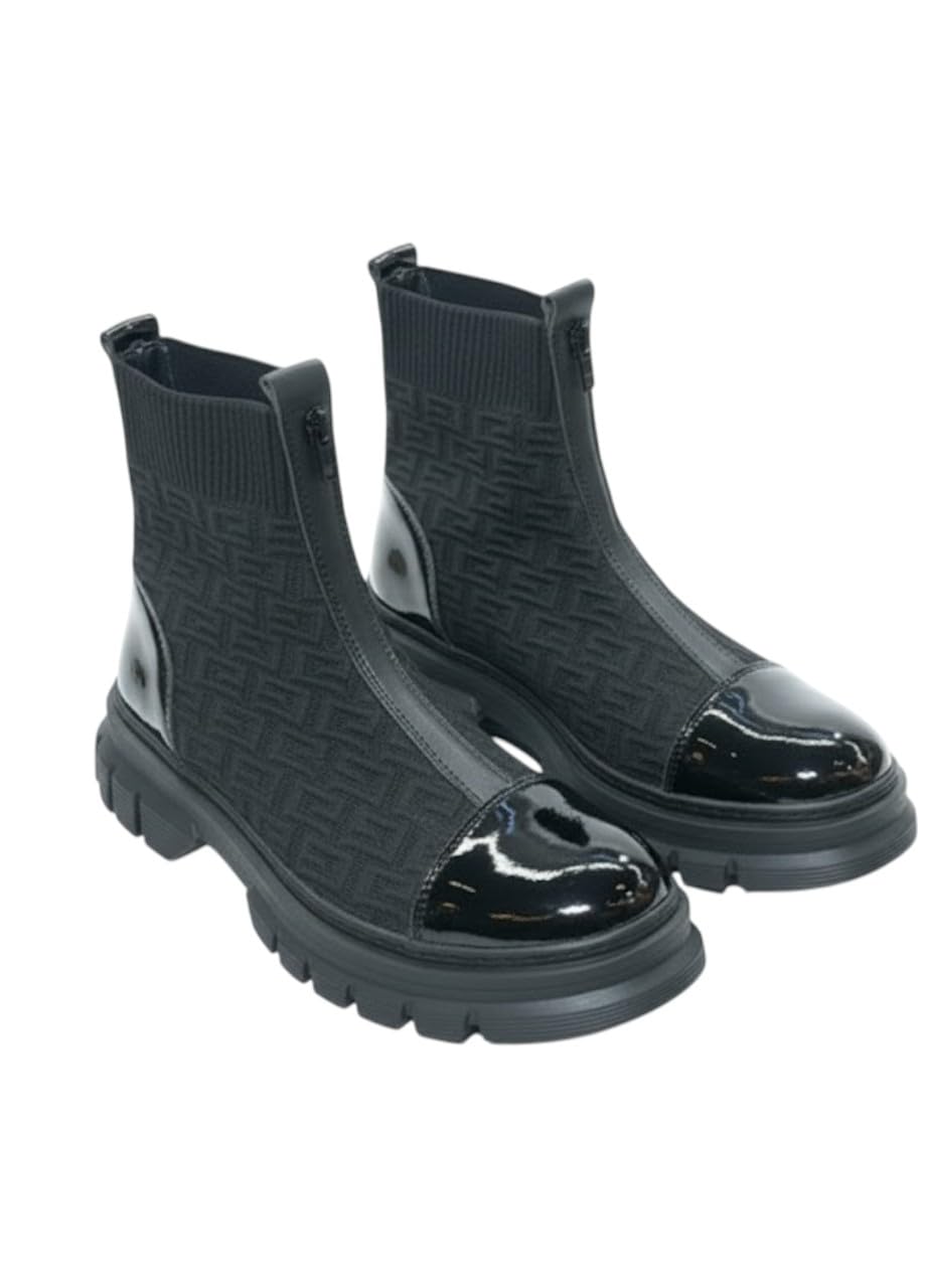 Men's black boots with a modern design and glossy finish - equipped with a comfortable sole