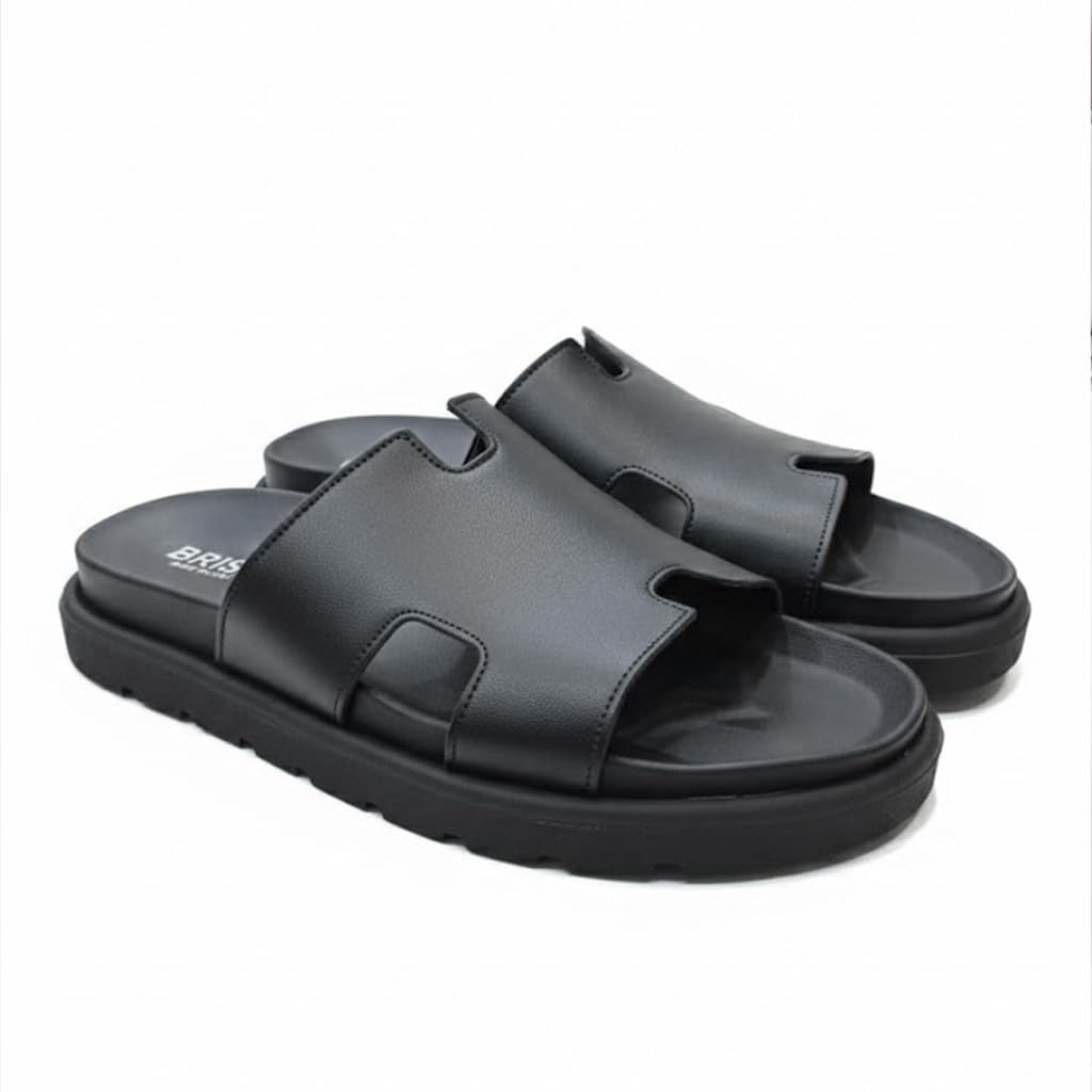 Men genuine leather slipper fashion casual look - Anti-slip  - Code 5000