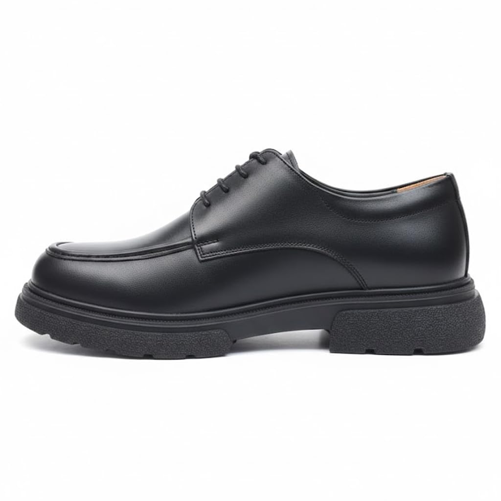 Men’s formal black leather shoes – elegant Derby design with a thick, comfortable, and slip-resistant sole | perfect for work and special occasions.   - 619