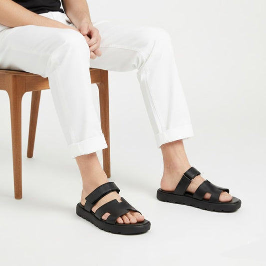Men genuine leather slipper fashion casual look - Anti-slip  - Code 4002