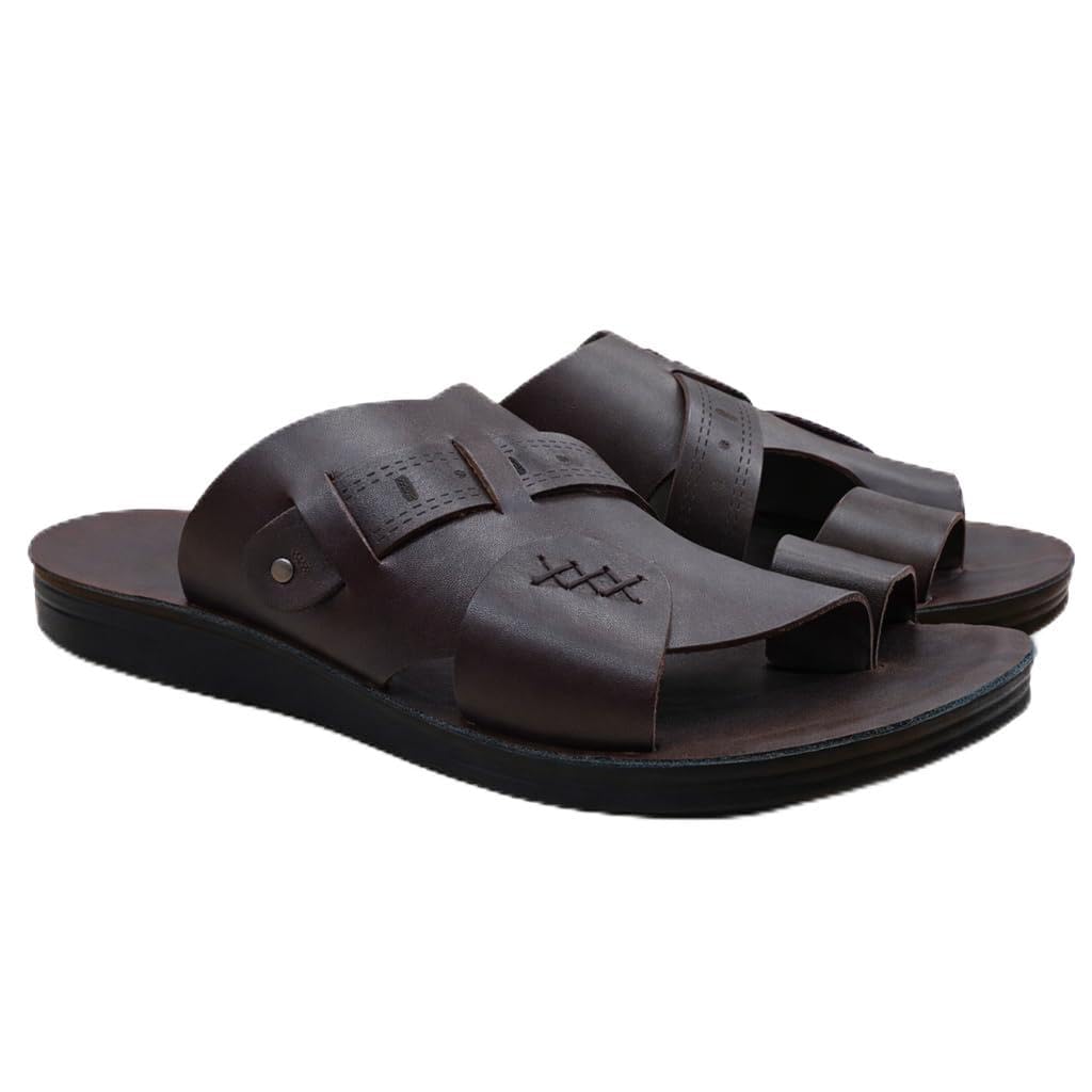 Men Leather Slippers – Modern Multi-Strap Design with Comfortable Anti-Slip Sole – Perfect for Daily Use and Summer  - 309
