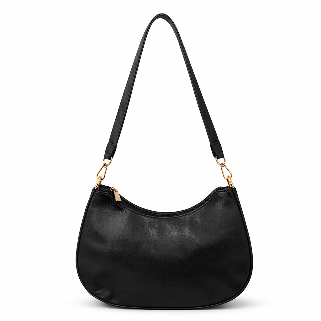 Small women’s shoulder bag decorated with gold studs, featuring a top zipper and a comfortable strap – suitable for outings and evening events.
