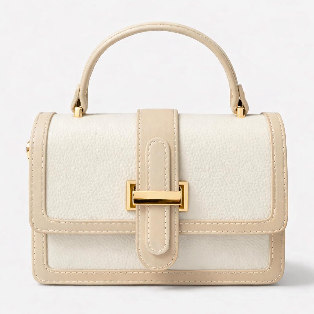 Red leather women’s handbag with a distinctive design, featuring a gold metal buckle and a top handle — suitable for work and special occasions.