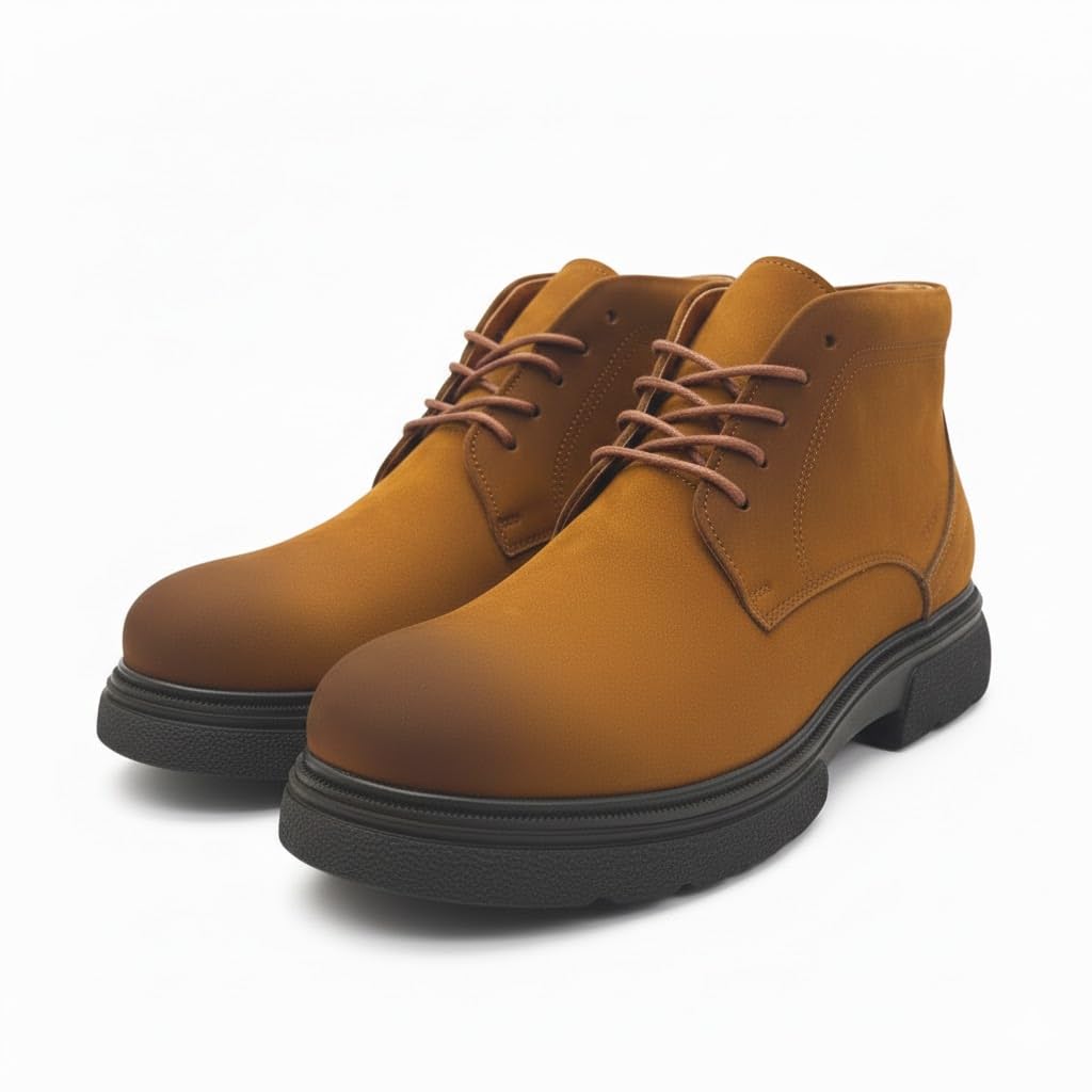 Men's elegant lace-up ankle boots made of suede - equipped with a comfortable Turkish rubber sole