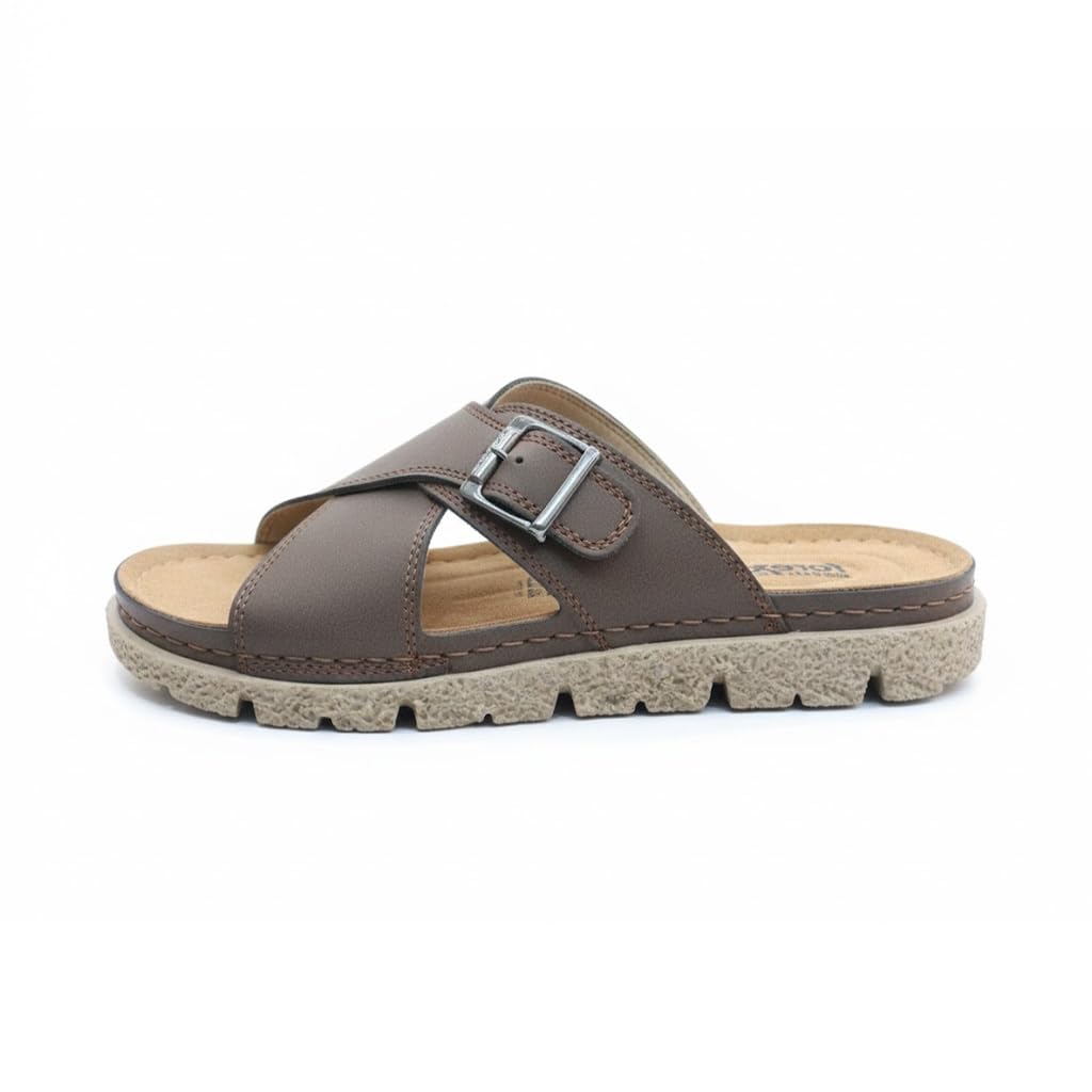 Men genuine leather slipper fashion casual look - Anti-slip  - Code 1400