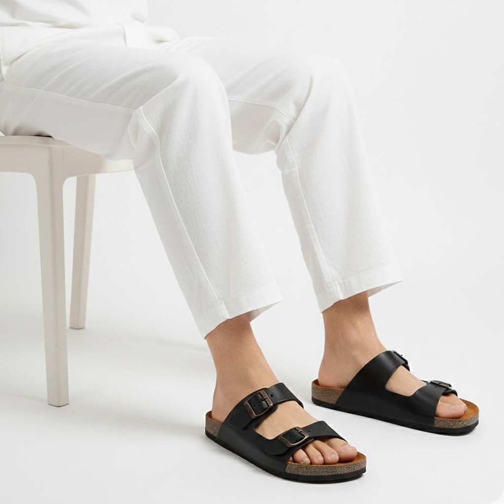 Men genuine leather slipper fashion casual look - Anti-slip  - Code 102