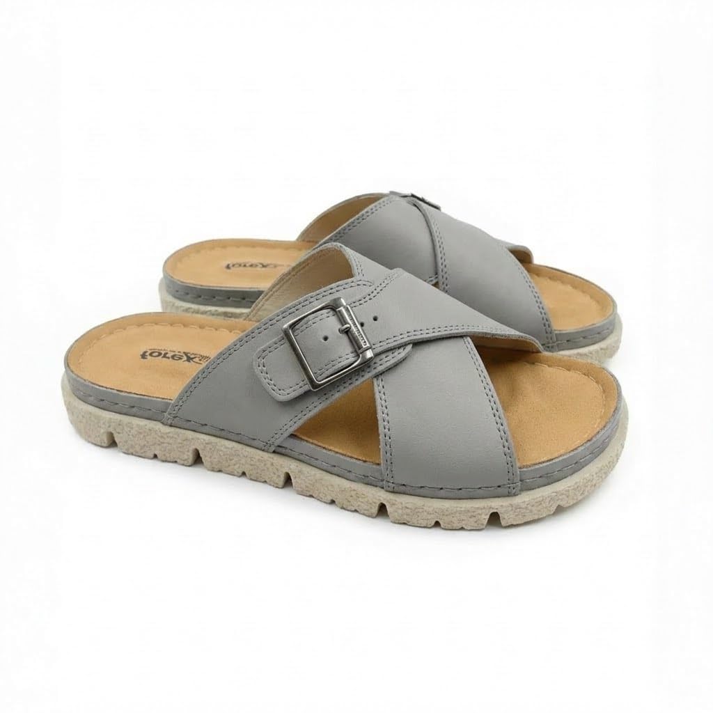 Men genuine leather slipper fashion casual look - Anti-slip  - Code 1400