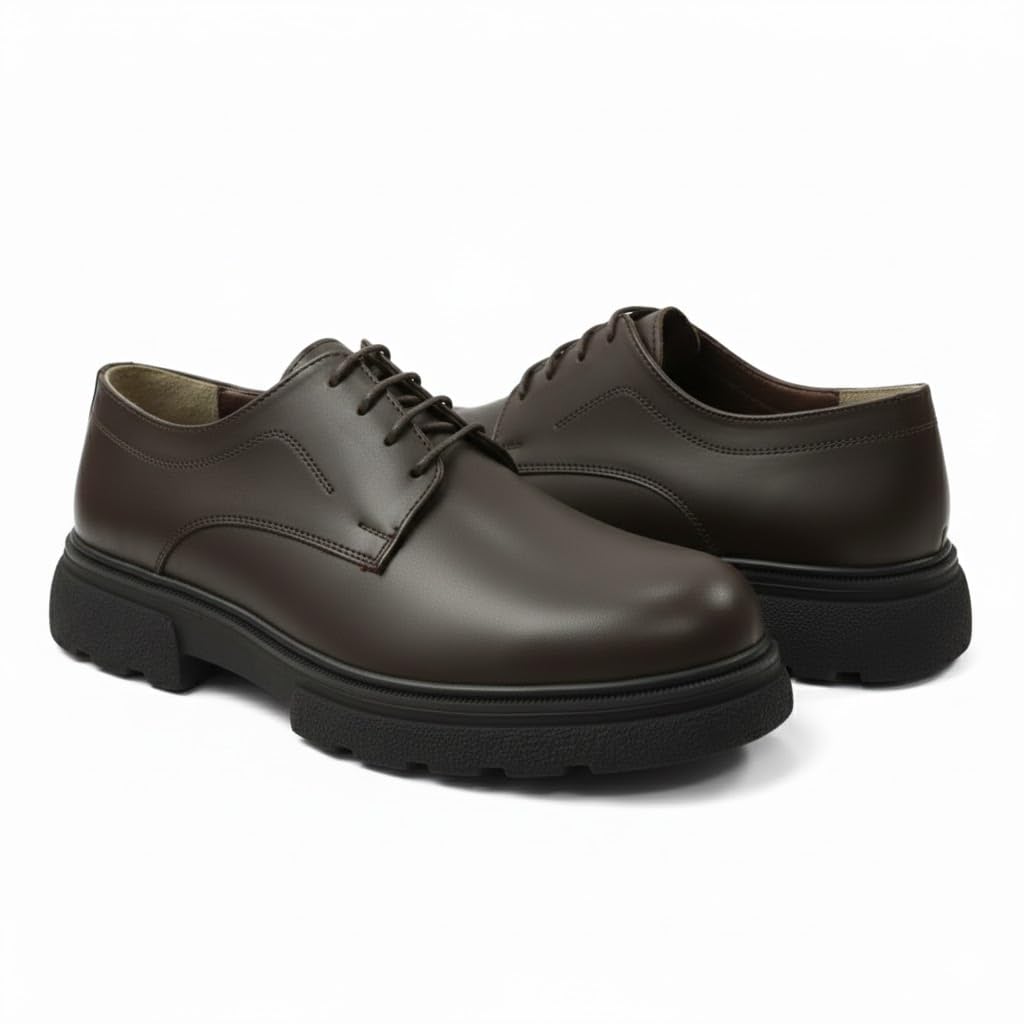 Stylish men's shoes made of genuine leather with laces and a non-slip rubber sole.