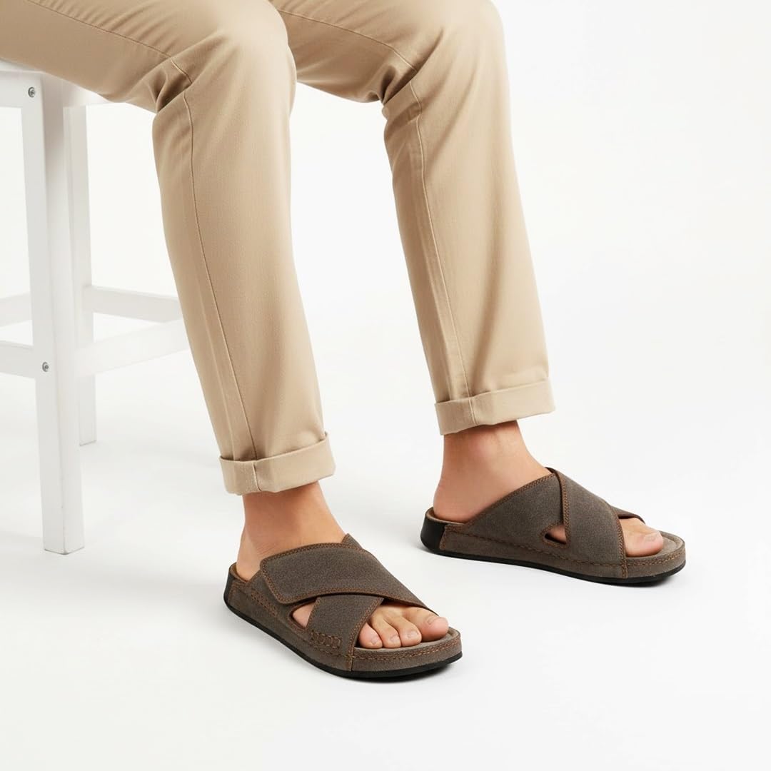 Men genuine leather slipper fashion casual look - Anti-slip  - Code M37