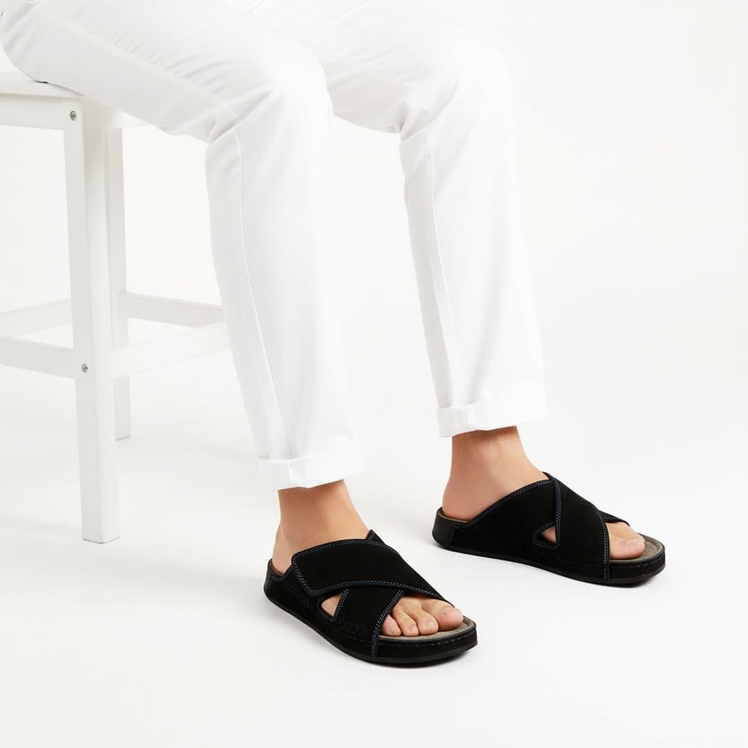Men genuine leather slipper fashion casual look - Anti-slip  - Code M37