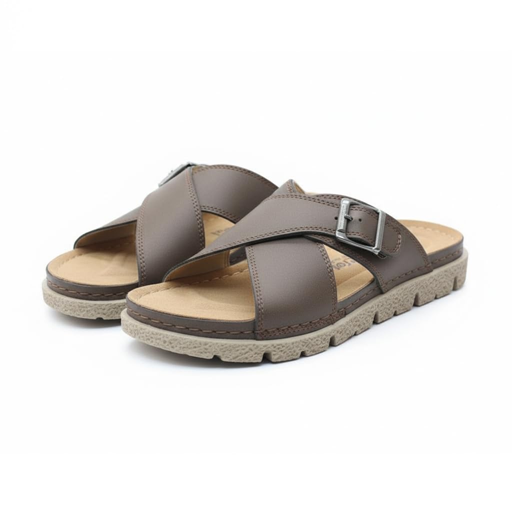 Men genuine leather slipper fashion casual look - Anti-slip  - Code 1400