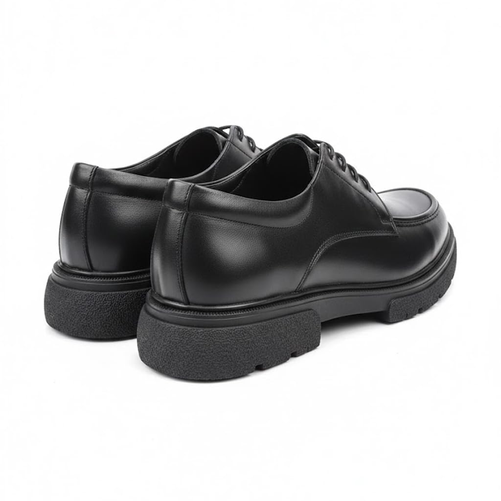 Men’s formal black leather shoes – elegant Derby design with a thick, comfortable, and slip-resistant sole | perfect for work and special occasions.  BLACK  -Size40 - 619