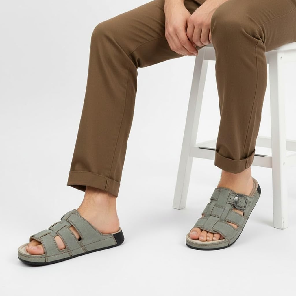 Men genuine leather slipper fashion casual look - Anti-slip  - Code M34