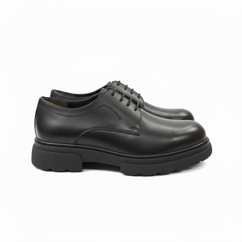 Stylish men's shoes made of genuine leather with laces and a non-slip rubber sole.
