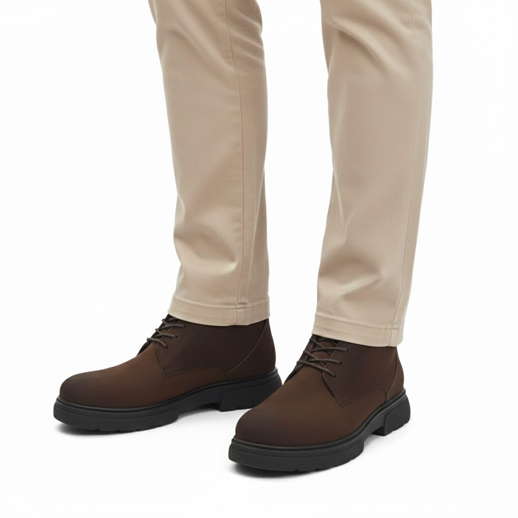 Men's elegant lace-up ankle boots made of suede - equipped with a comfortable Turkish rubber sole