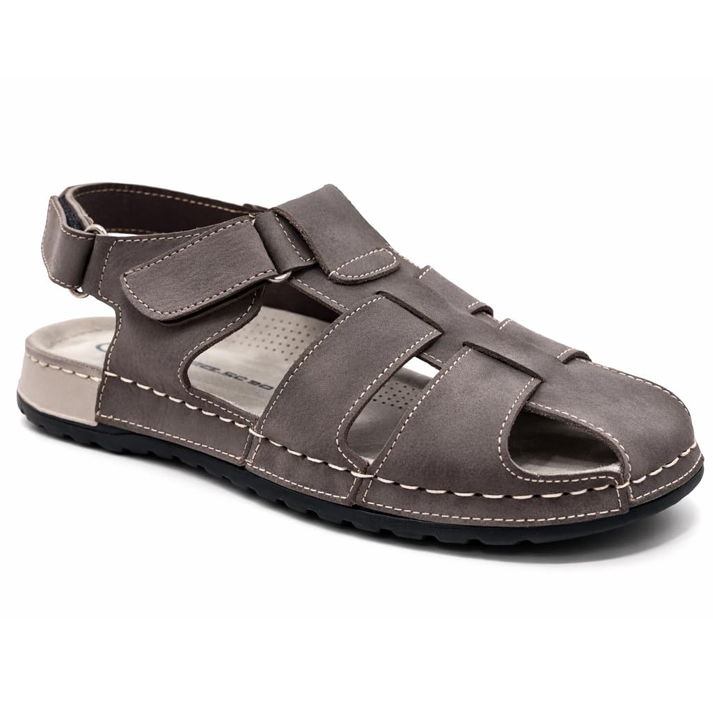 Men’s genuine leather comfortable Okonami sandals — classic design with ventilation openings — lightweight orthopedic sole  - B011