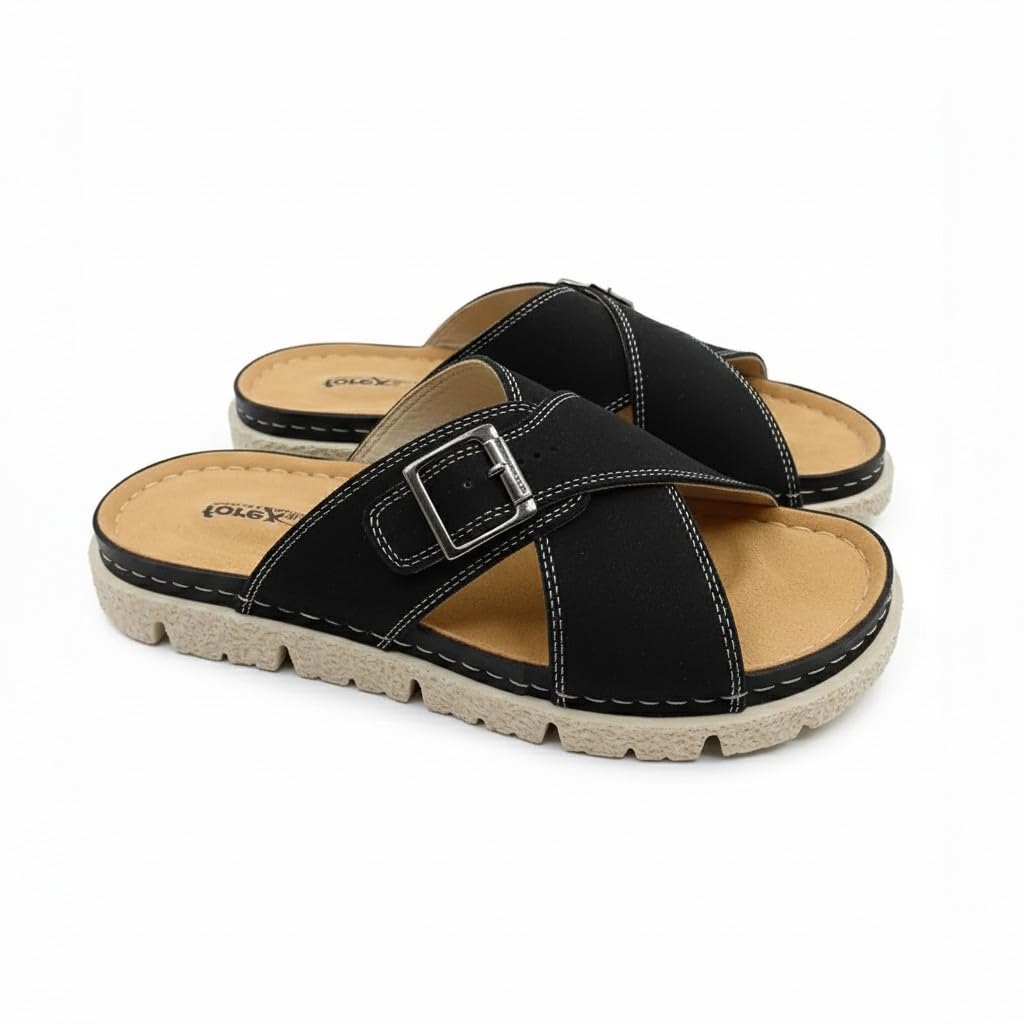 Men genuine leather slipper fashion casual look - Anti-slip  - Code 1400
