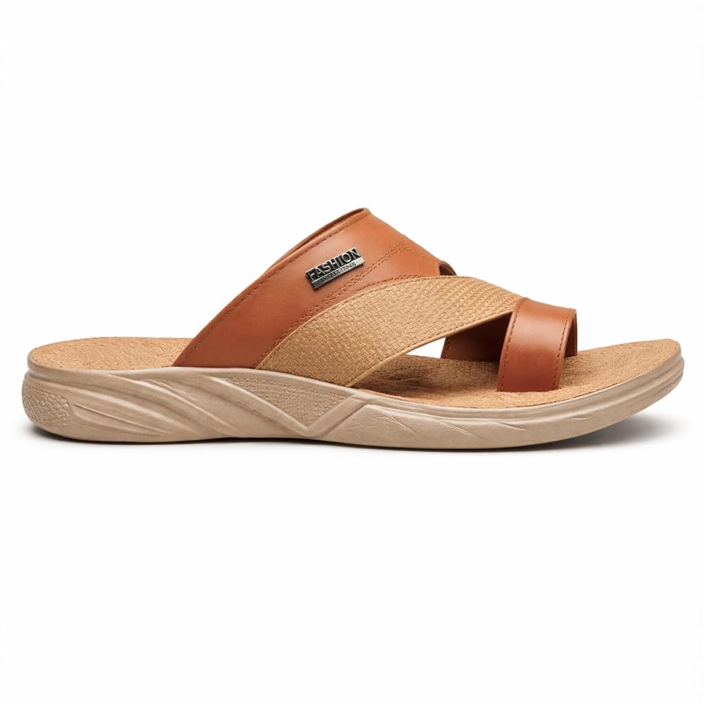 Men’s grey leather slippers – modern, comfortable design with high-quality material and a cushioned orthopedic sole – perfect for daily use and errands.   - 911
