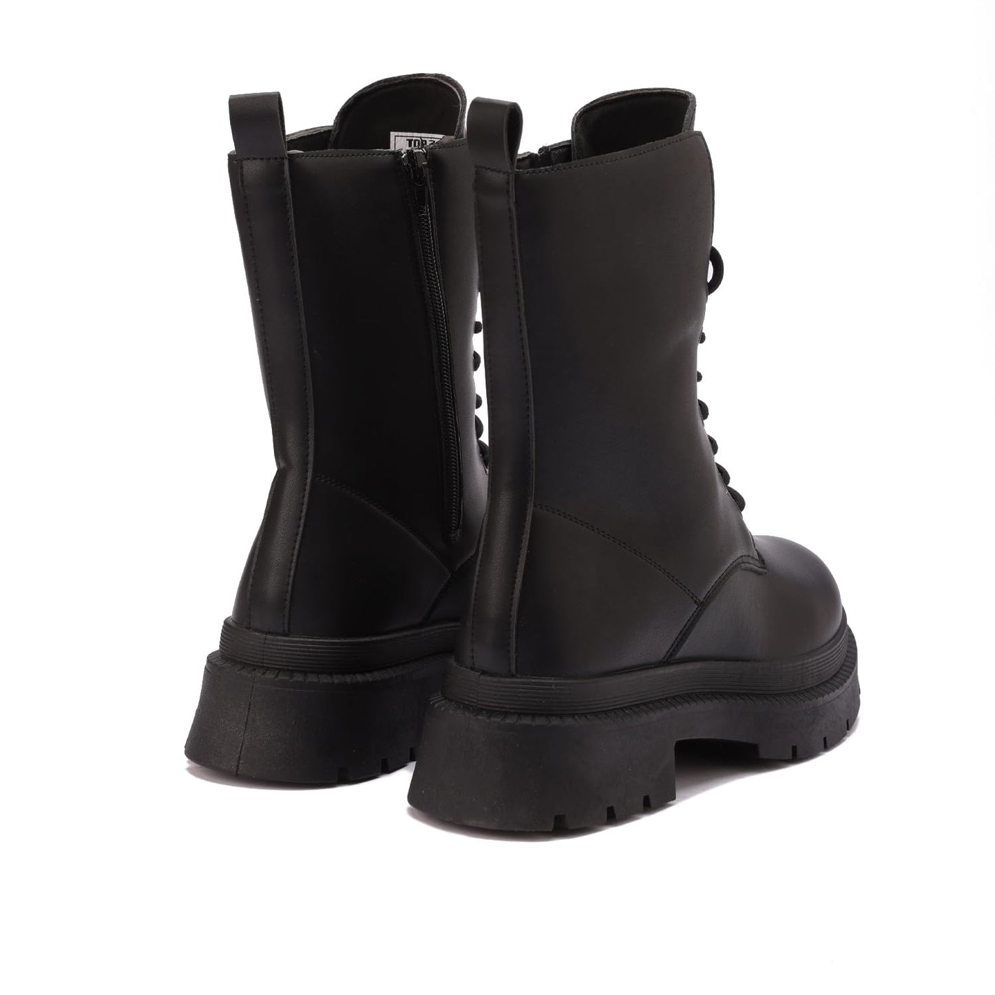 Imported leather boots adorned with embroidery and accessories - equipped with a comfortable sole - black color