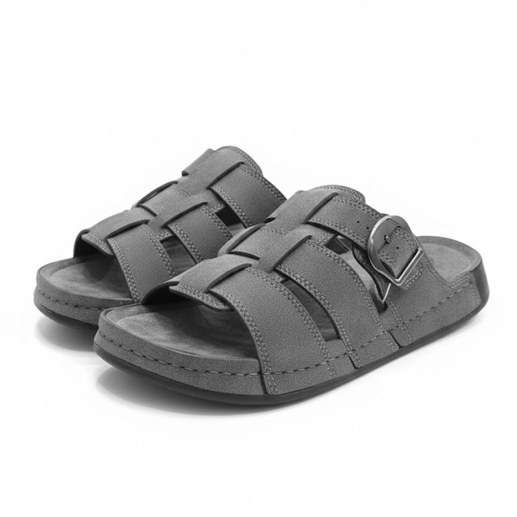 Men genuine leather slipper fashion casual look - Anti-slip  - Code M34