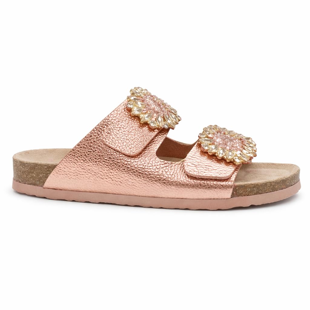 Luxury women’s slippers adorned with a sparkling crystal accessory – summer style with a cushioned sole and elegant classic design, perfect for daily outings and special occasions.  - BK 18