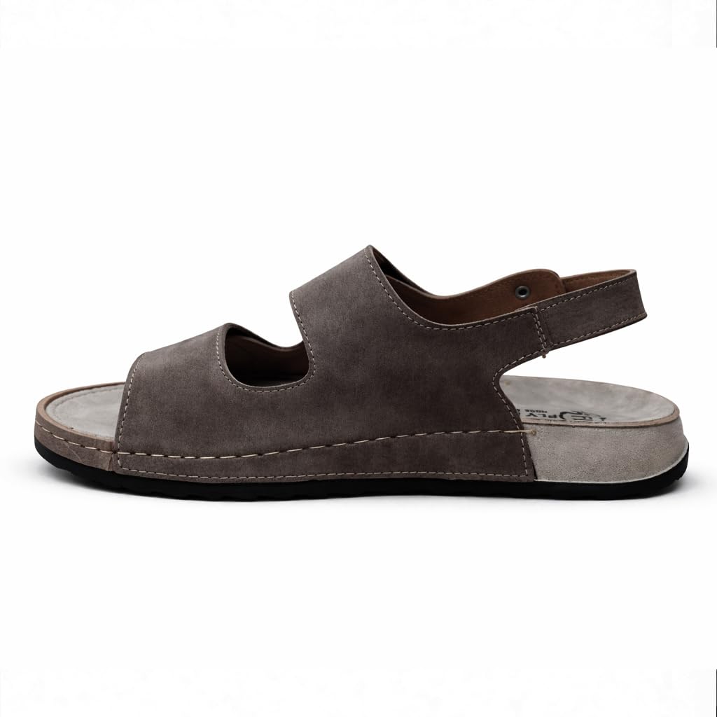 Men’s comfortable orthopedic sandals – practical leather sandals with two adjustable Velcro straps and a back strap – lightweight with an anti-slip sole.  - B010
