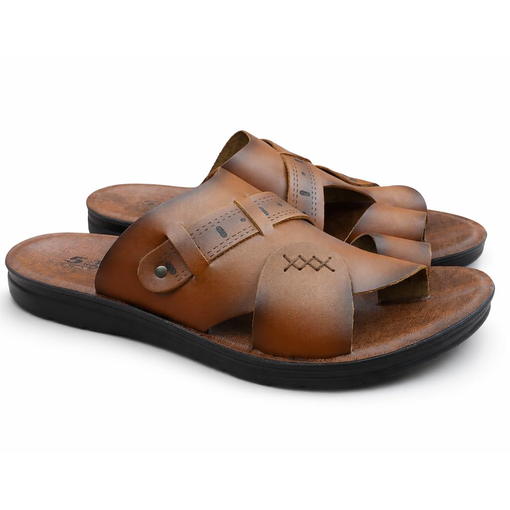 Men Leather Slippers – Modern Multi-Strap Design with Comfortable Anti-Slip Sole – Perfect for Daily Use and Summer  - 309