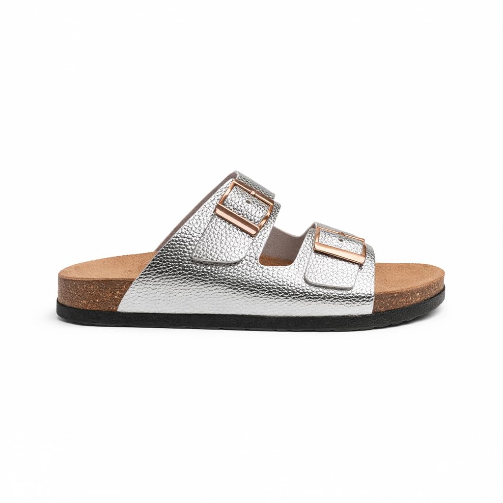 Women’s orthopedic slippers with two adjustable straps – comfortable footprint sole that supports the foot arch with an anti-slip base – modern design for daily and summer use.   - BK 21