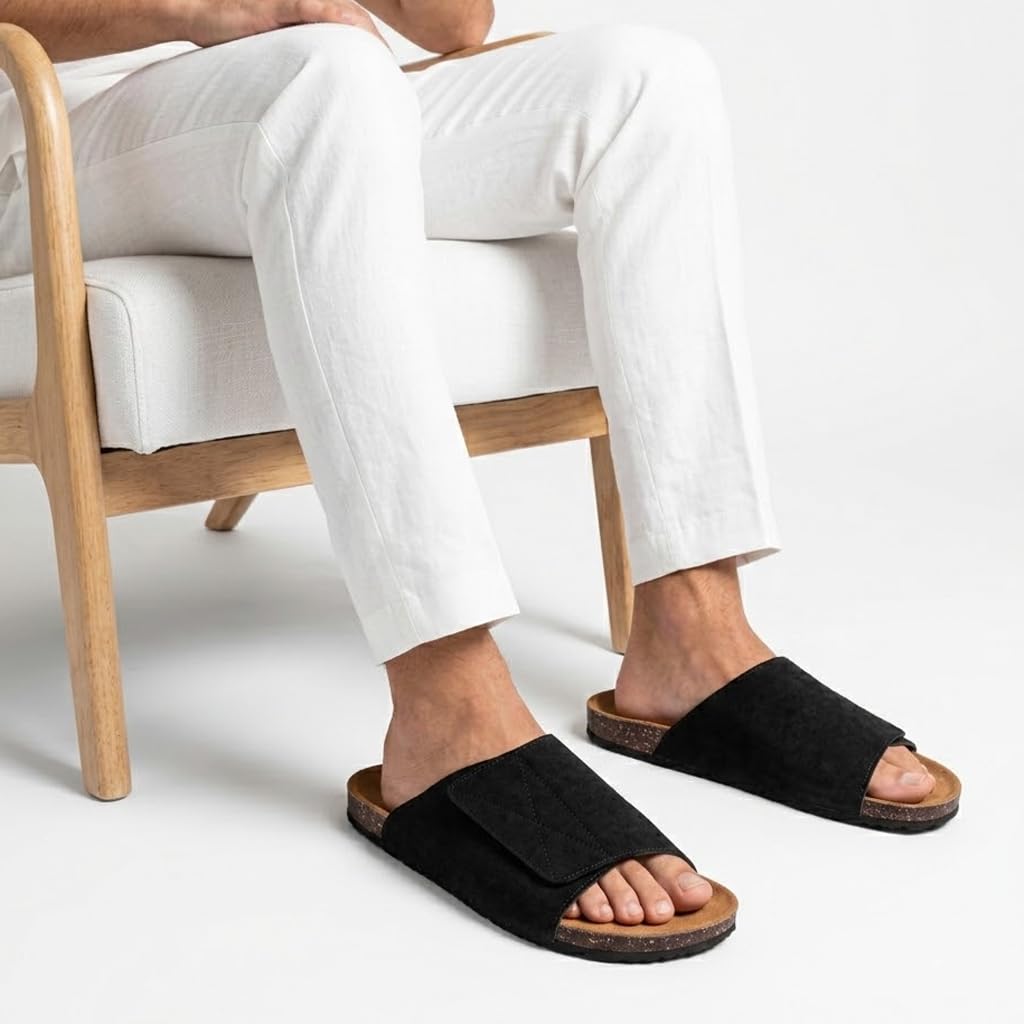 Men’s orthopedic sandals with a wide adjustable strap – rubber footprint sole that supports the foot arch and is lightweight – ideal for daily and summer use.   - 106
