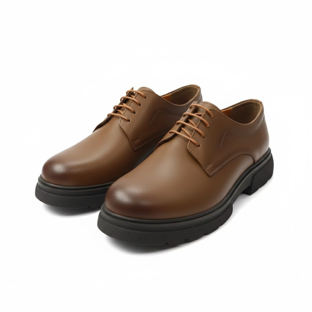 Stylish men's shoes made of genuine leather with laces and a non-slip rubber sole.