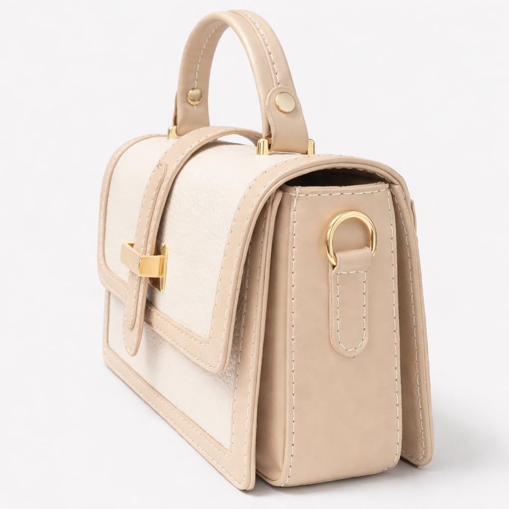 Red leather women’s handbag with a distinctive design, featuring a gold metal buckle and a top handle — suitable for work and special occasions.