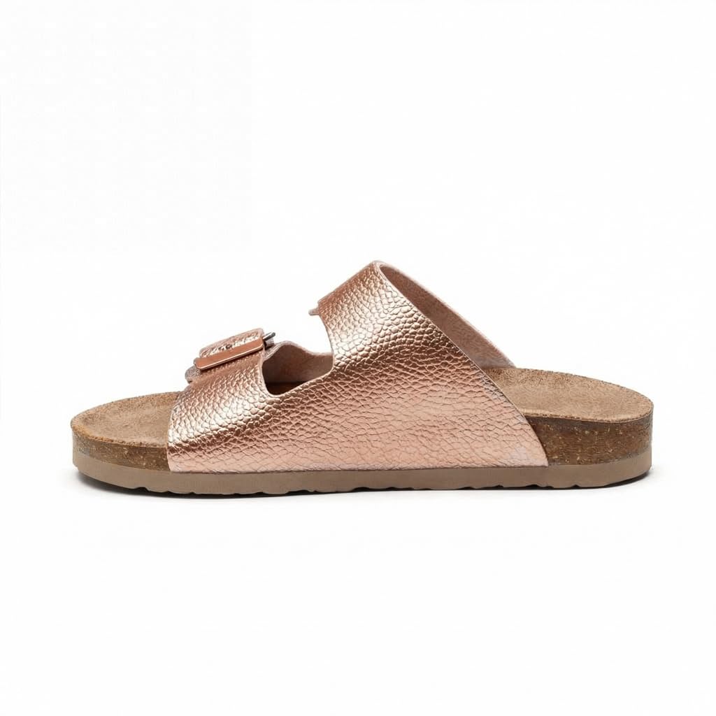 Women’s orthopedic slippers with two adjustable straps – comfortable footprint sole that supports the foot arch with an anti-slip base – modern design for daily and summer use.   - BK 21
