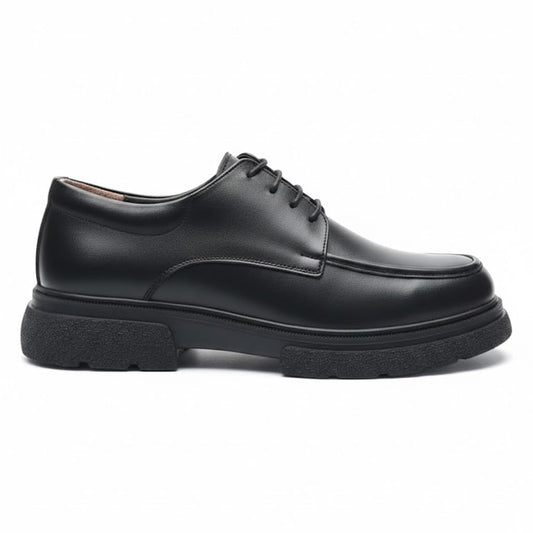 Men’s formal black leather shoes – elegant Derby design with a thick, comfortable, and slip-resistant sole | perfect for work and special occasions.  BLACK  -Size40 - 619
