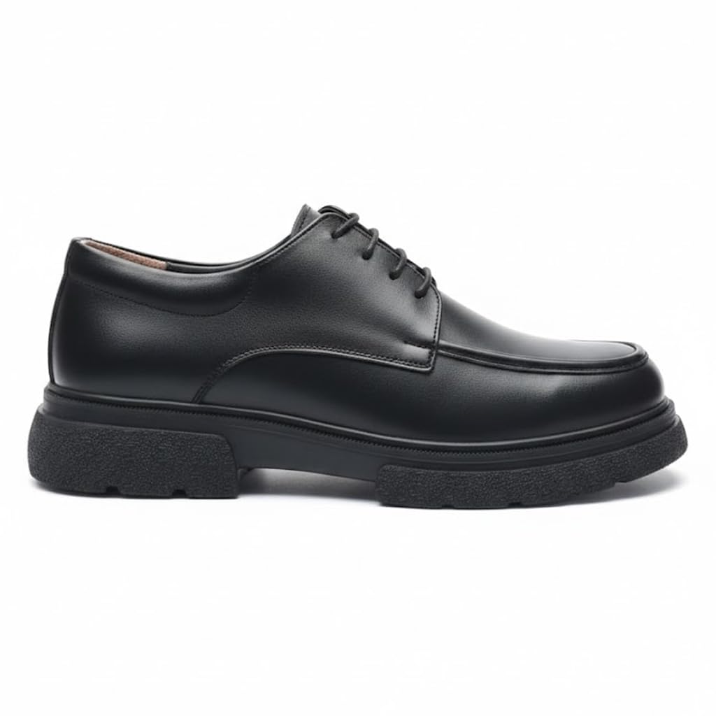 Men’s formal black leather shoes – elegant Derby design with a thick, comfortable, and slip-resistant sole | perfect for work and special occasions.   - 619