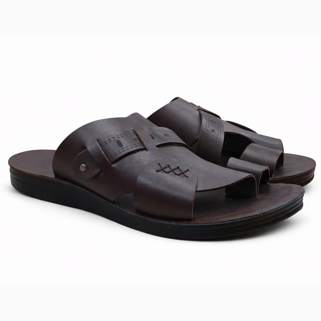 Men Leather Slippers – Modern Multi-Strap Design with Comfortable Anti-Slip Sole – Perfect for Daily Use and Summer  - 309