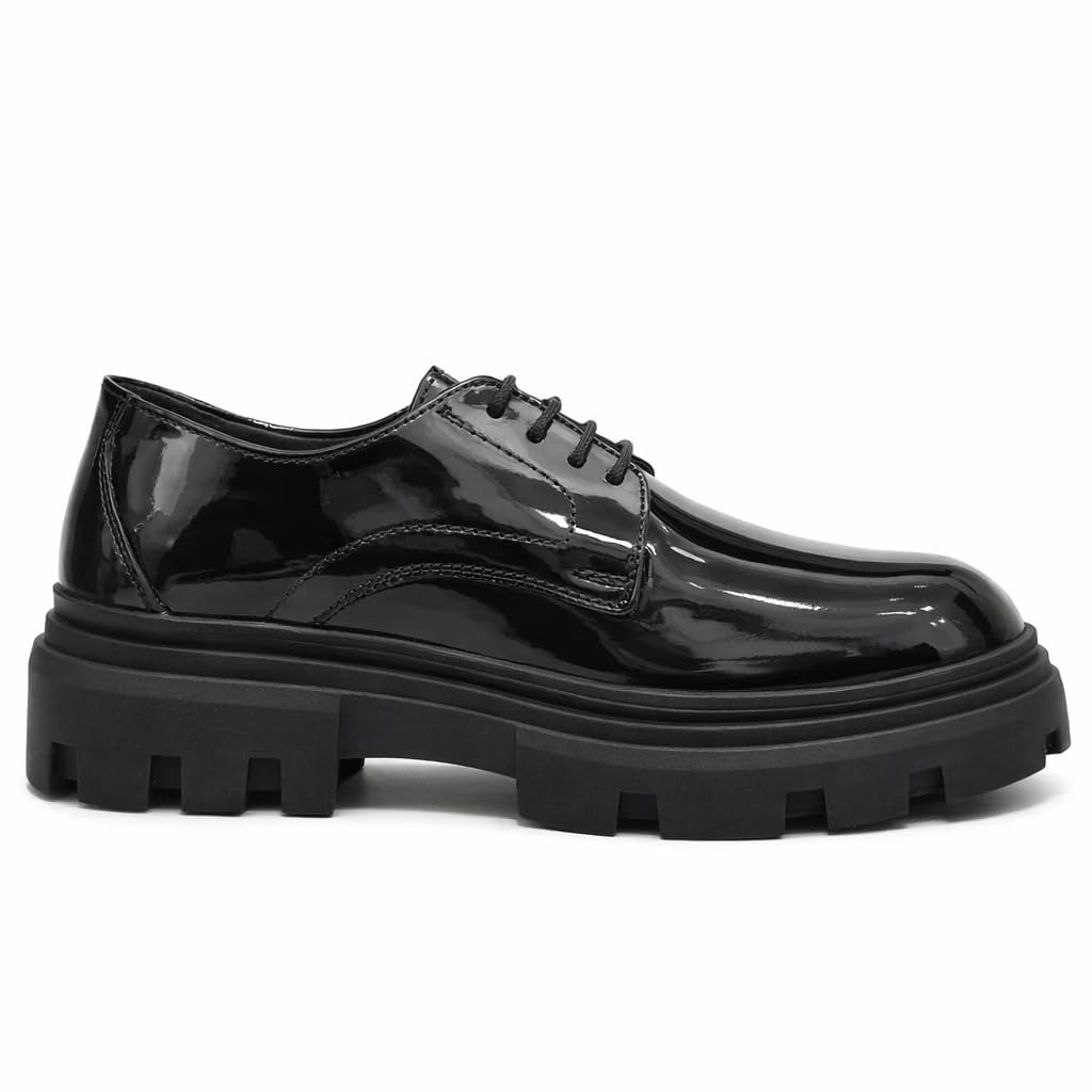 Men’s Classic Formal Shoes in Shiny Leather – Elegant Dress Shoes for Work and Formal Occasions – Comfortable Anti-Slip Sole
