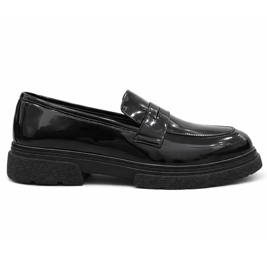 Men’s Formal Loafer Shoes in Shiny Leather – Classic Slip-On Dress Shoes for Work and Occasions – Anti-Slip Sole –