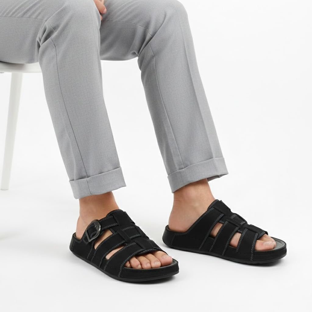 Men genuine leather slipper fashion casual look - Anti-slip  - Code M34