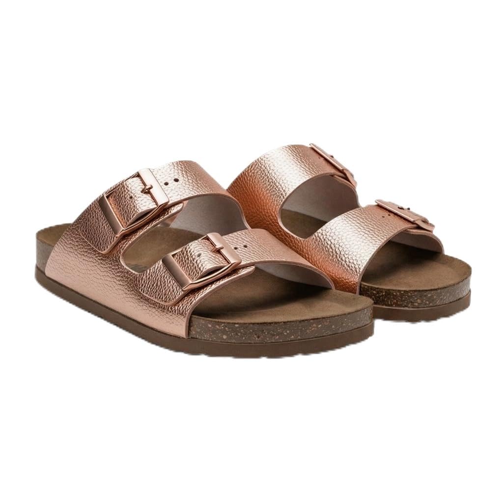 Women’s orthopedic slippers with two adjustable straps – comfortable footprint sole that supports the foot arch with an anti-slip base – modern design for daily and summer use.   - BK 21
