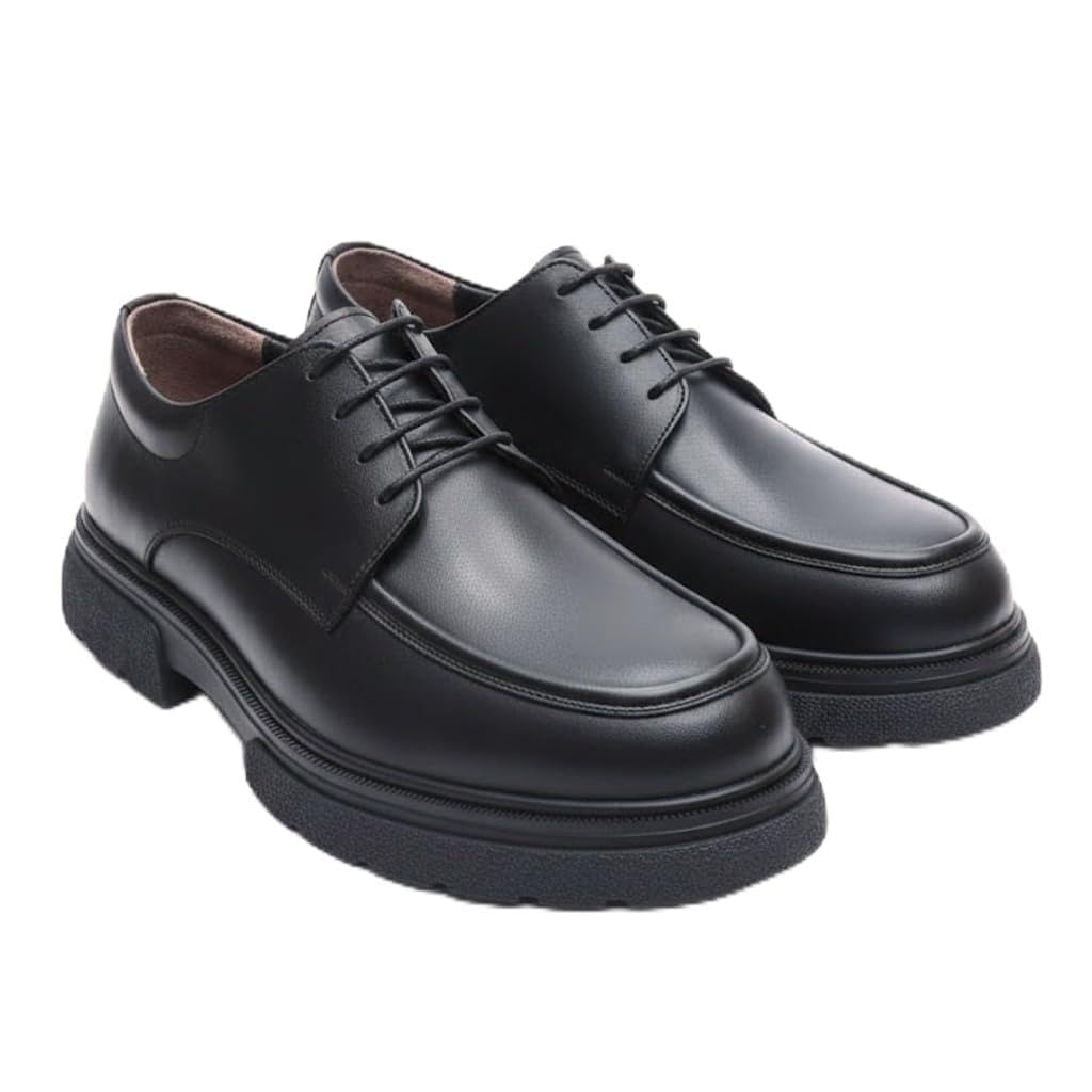 Men’s formal black leather shoes – elegant Derby design with a thick, comfortable, and slip-resistant sole | perfect for work and special occasions.   - 619