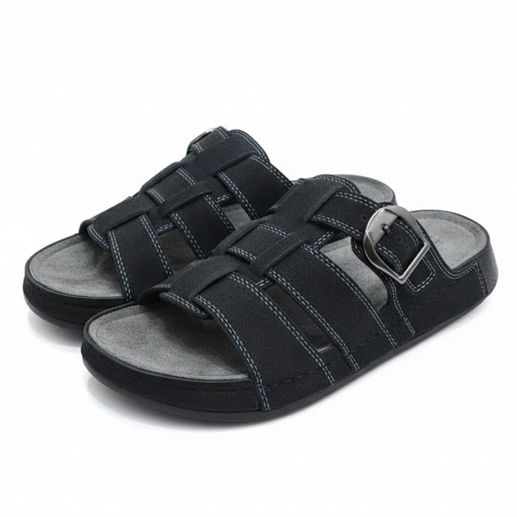 Men genuine leather slipper fashion casual look - Anti-slip  - Code M34