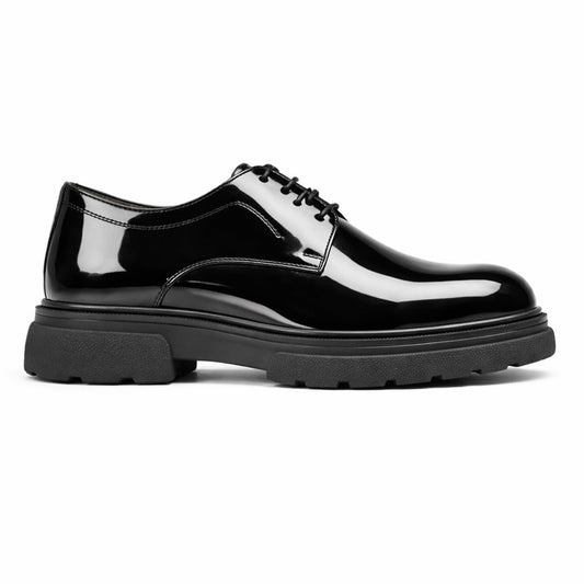 Men’s Classic Formal Shoes in Shiny Leather – Elegant Dress Shoes for Work and Formal Occasions – Comfortable Anti-Slip Sole