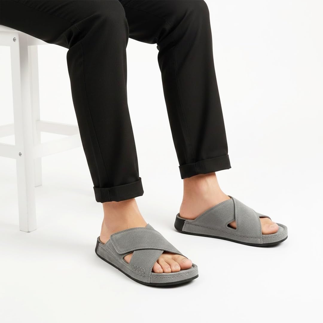 Men genuine leather slipper fashion casual look - Anti-slip  - Code M37