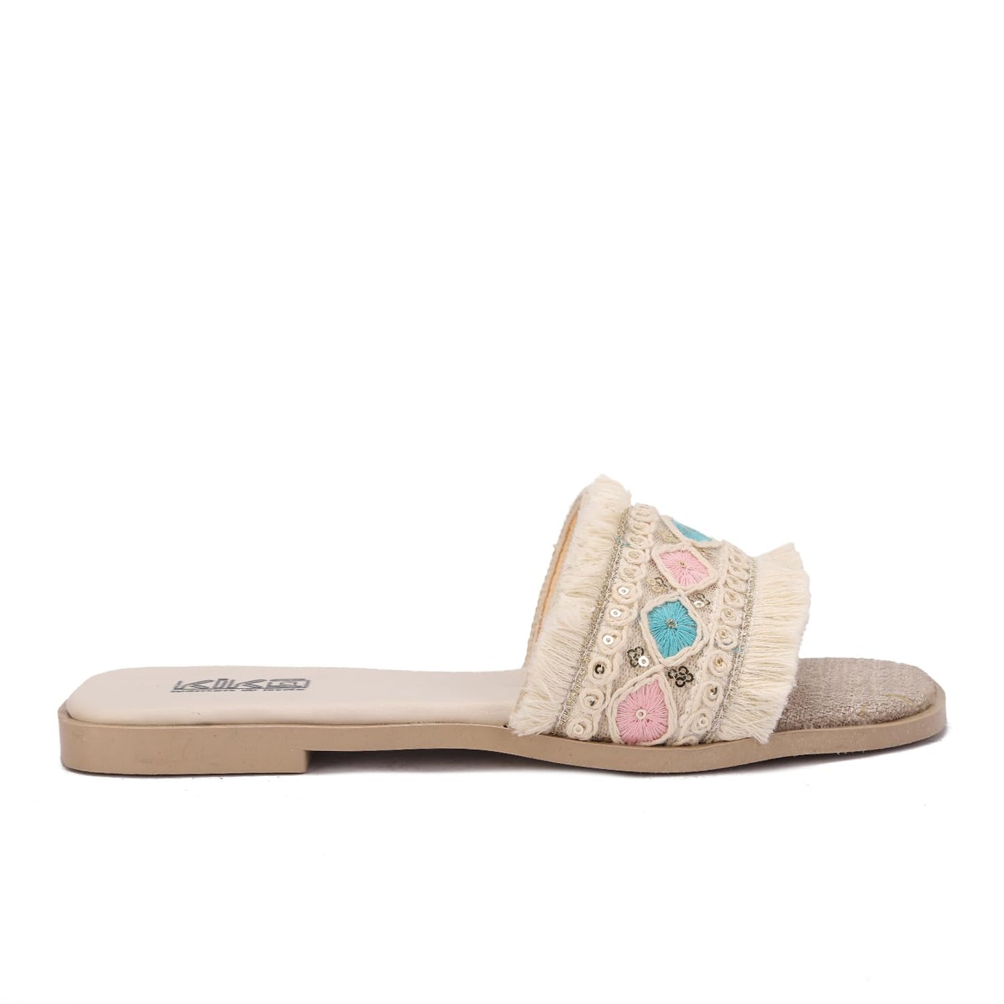 Women's summer slippers with bohemian embroidery - available in various colors and sizes