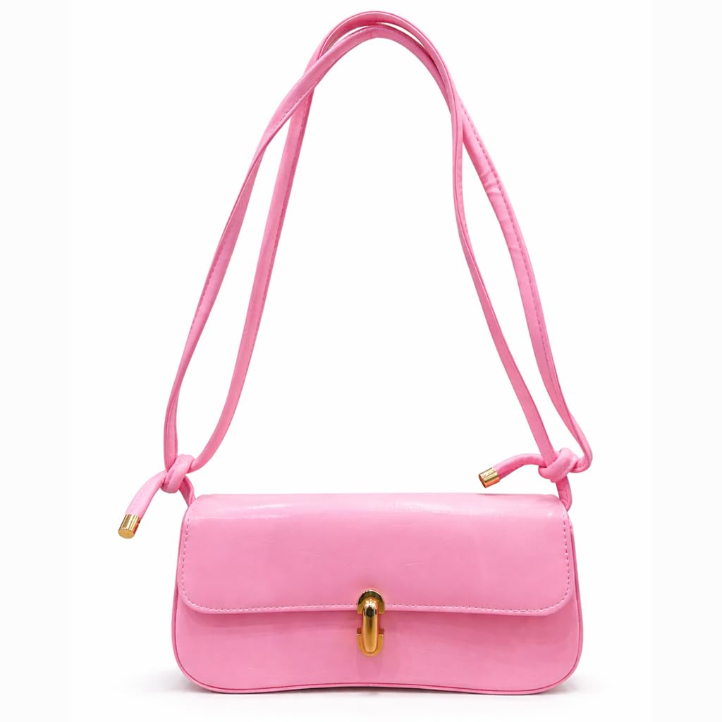 Small Pink leather women’s handbag with a modern design and a long strap – suitable for evening events and everyday outings.