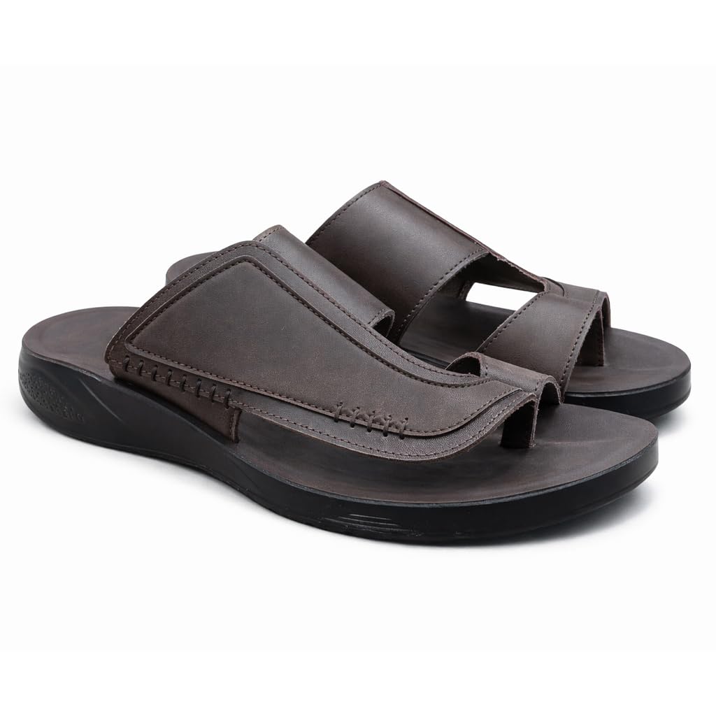 Men’s Gulf-Style Leather Slippers – Black, Modern Comfortable Design with High-Quality Leather and Padded Orthopedic Sole – Perfect for Daily Use and Outings   M43