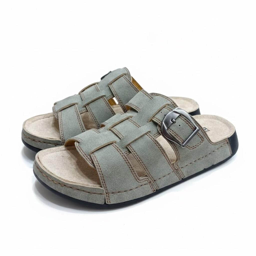 Men genuine leather slipper fashion casual look - Anti-slip  - Code M34