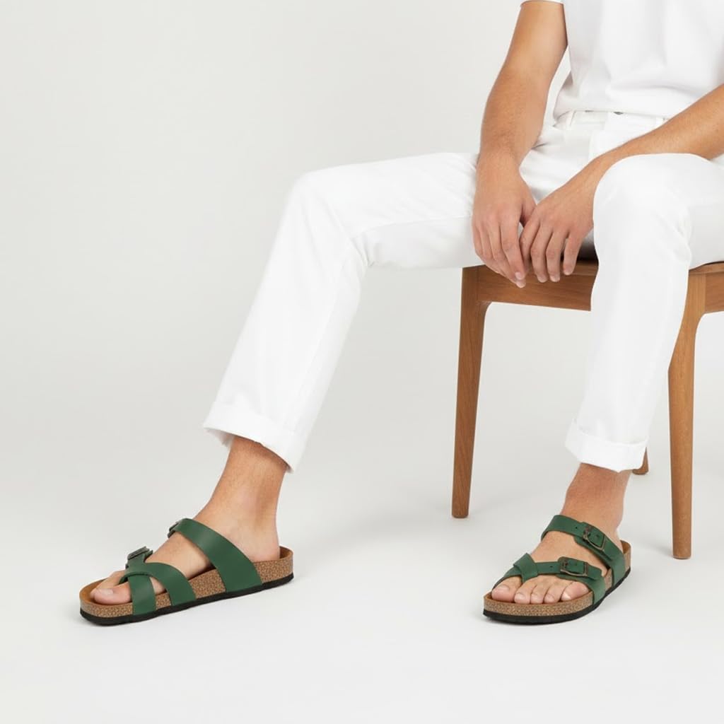 Men genuine leather slipper fashion casual look - Anti-slip  - Code 100