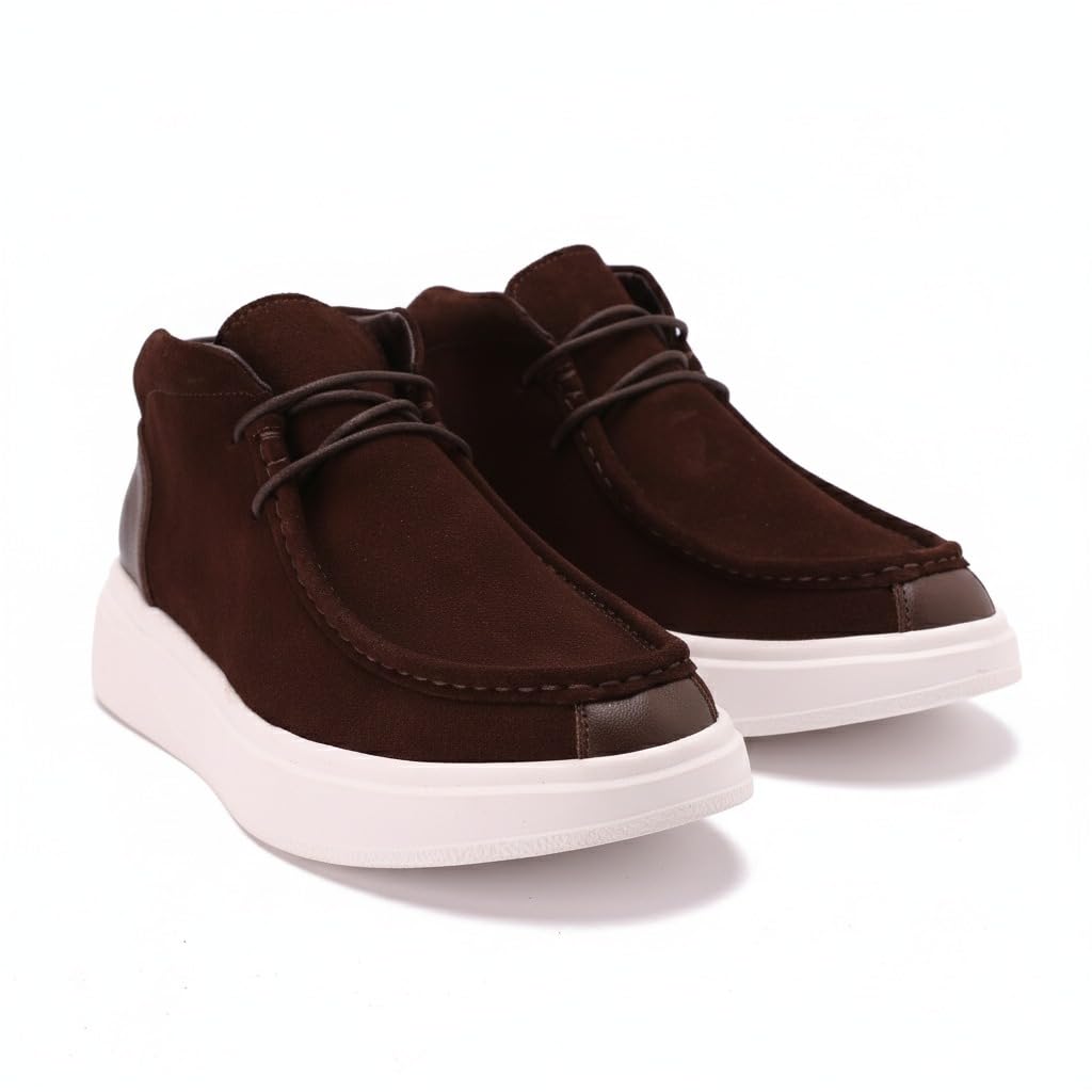 Men's elegant lace-up shoes made of genuine suede leather - equipped with a comfortable Turkish rubber sole