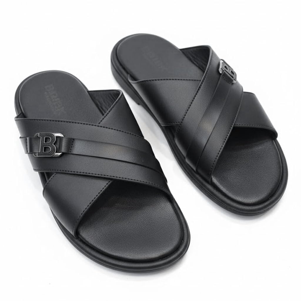Men genuine leather slipper fashion casual look - Anti-slip  - Code 4000